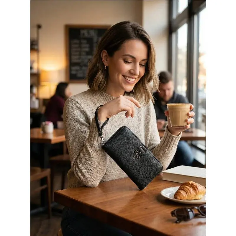 Guess Digital Zip-around Wallet Black