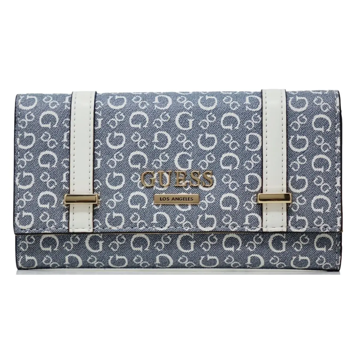 Guess Women`s Aengus Denim Logo Slim Wallet Clutch Bag