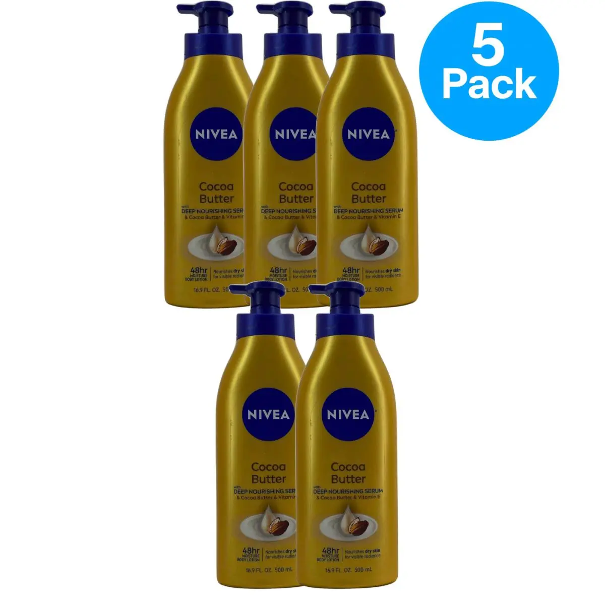 Nivea Cocoa Butter Body Lotion with Deep Nourishing Serum Vitamin E 16.9oz 5 P