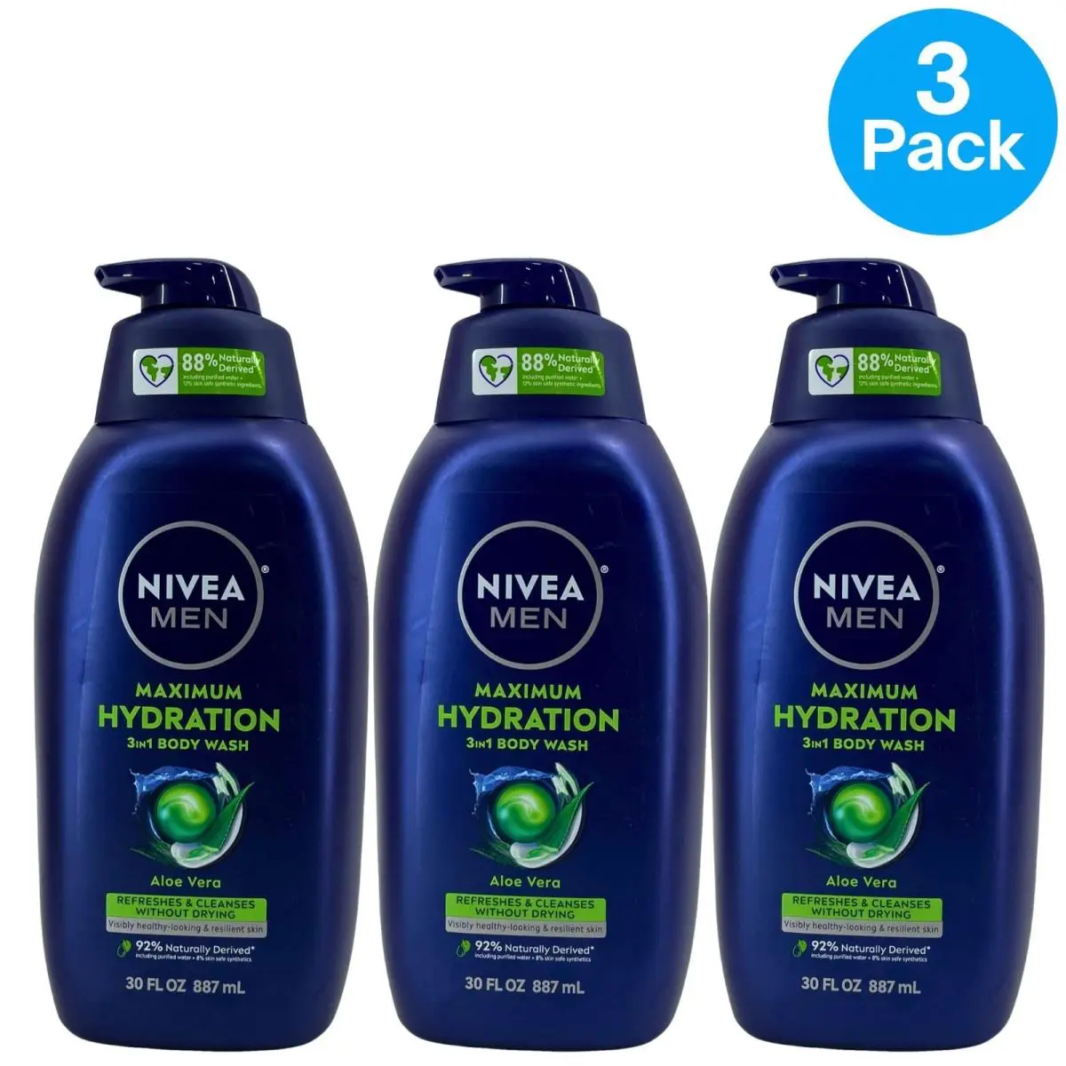 Nivea Men Maximum Hydration Body Wash 30 Oz 3 Pack