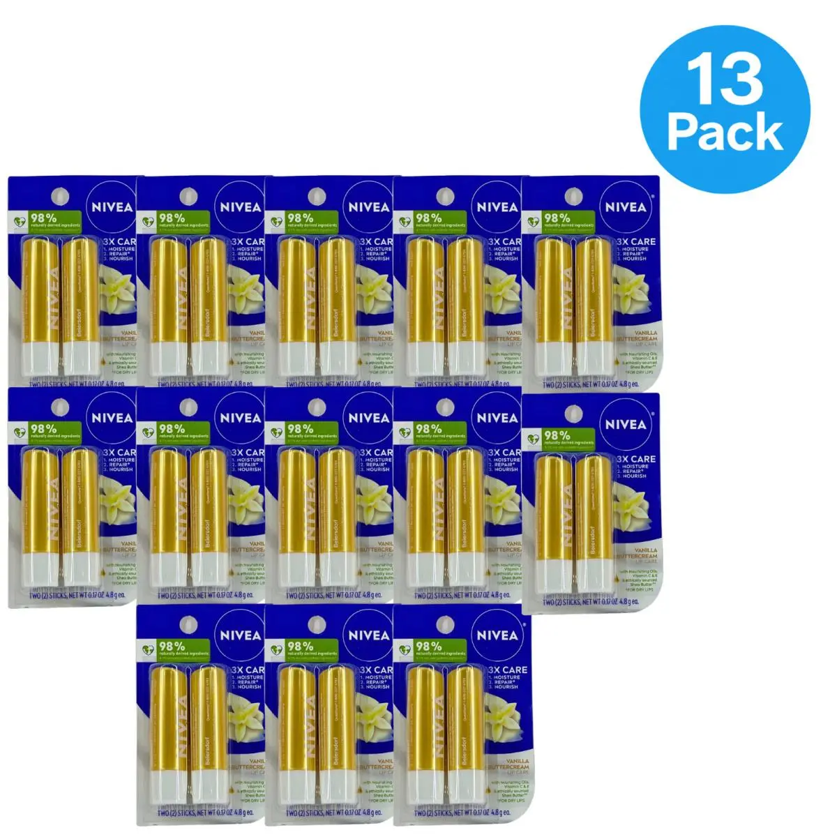 Nivea Vanilla Buttercream Lip Care 0.17 OZ 13 Pack
