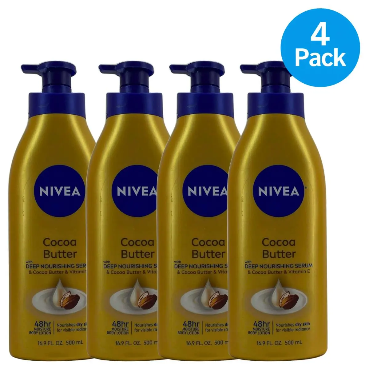 Nivea Cocoa Butter Body Lotion with Deep Nourishing Serum Vitamin E 16.9oz 4 P