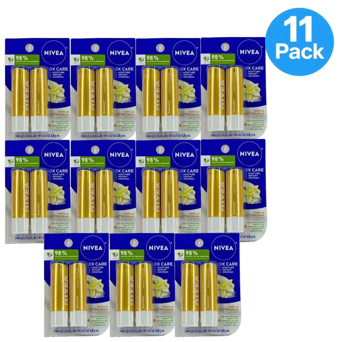 Nivea Vanilla Buttercream Lip Care 0.17 oz 11 Pack