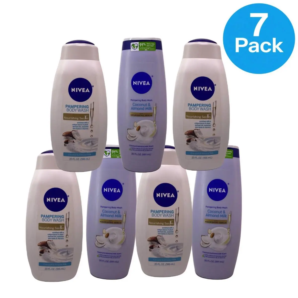 Nivea Pampering Body Wash Coconut Almond Milk 20 Fl Oz 7 Pack