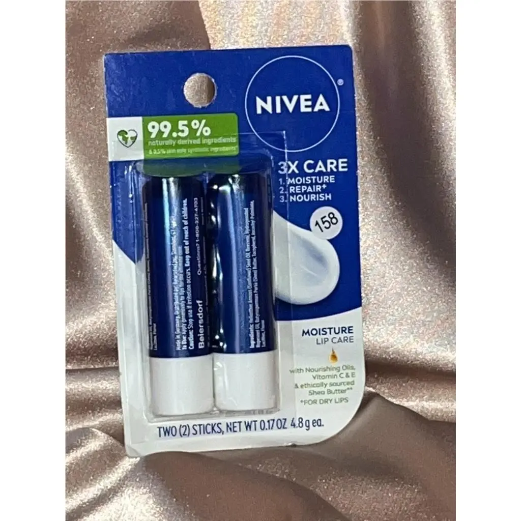 Nivea Lip Care Moisture Repair Nourish- Vit C E/shea Butter Set X2 4.8gea