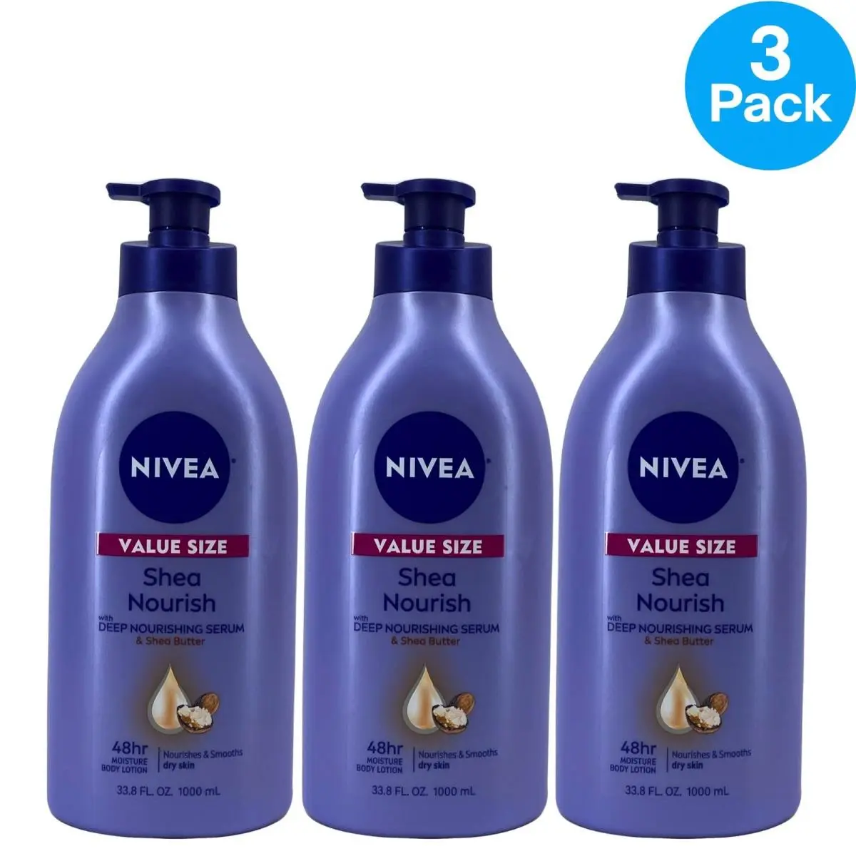 Nivea Shea Nourish Body Lotion 33.8 Oz 3 Pack