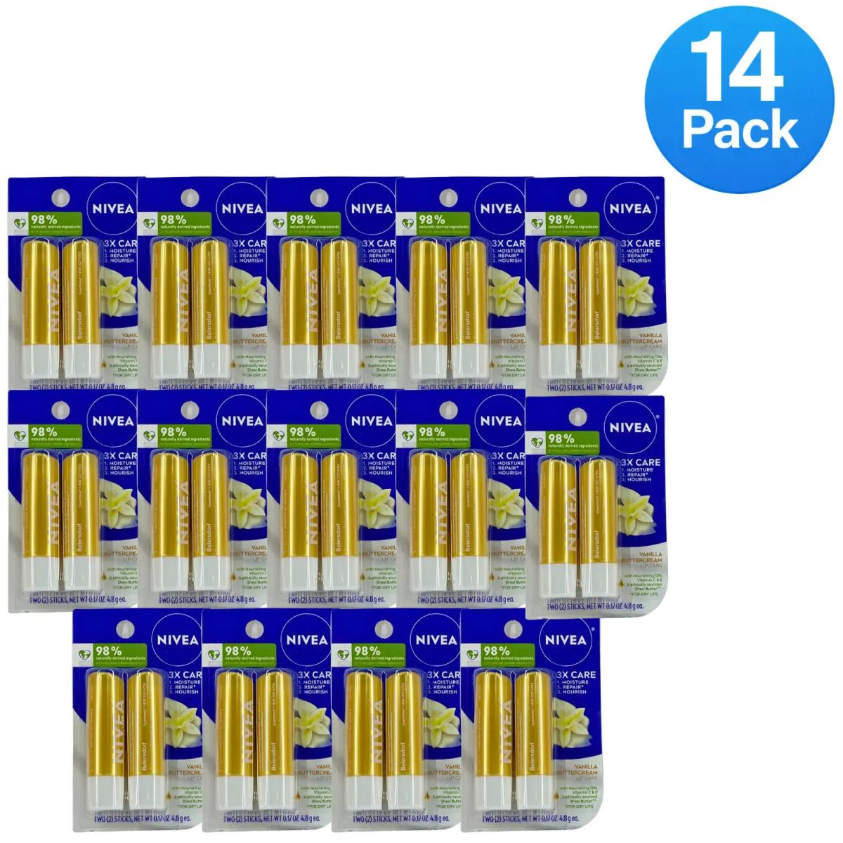 Nivea Vanilla Buttercream Lip Care 0.17 oz 14 Pack