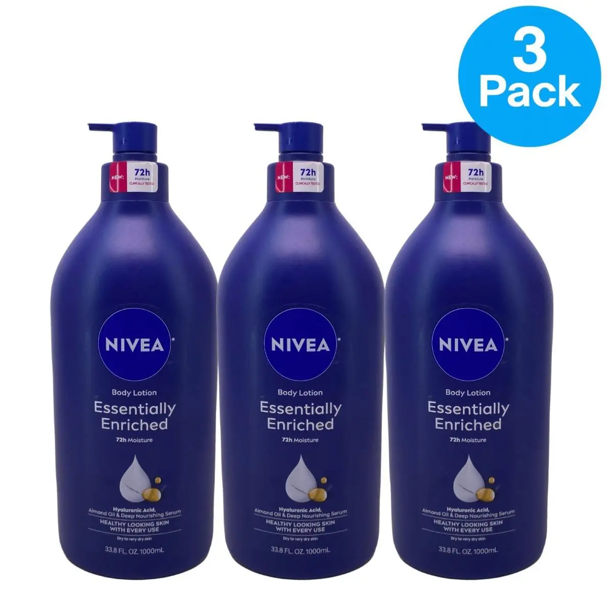 Nivea Essentially Enriched Body Lotion 33.8 fl oz 3 Pack