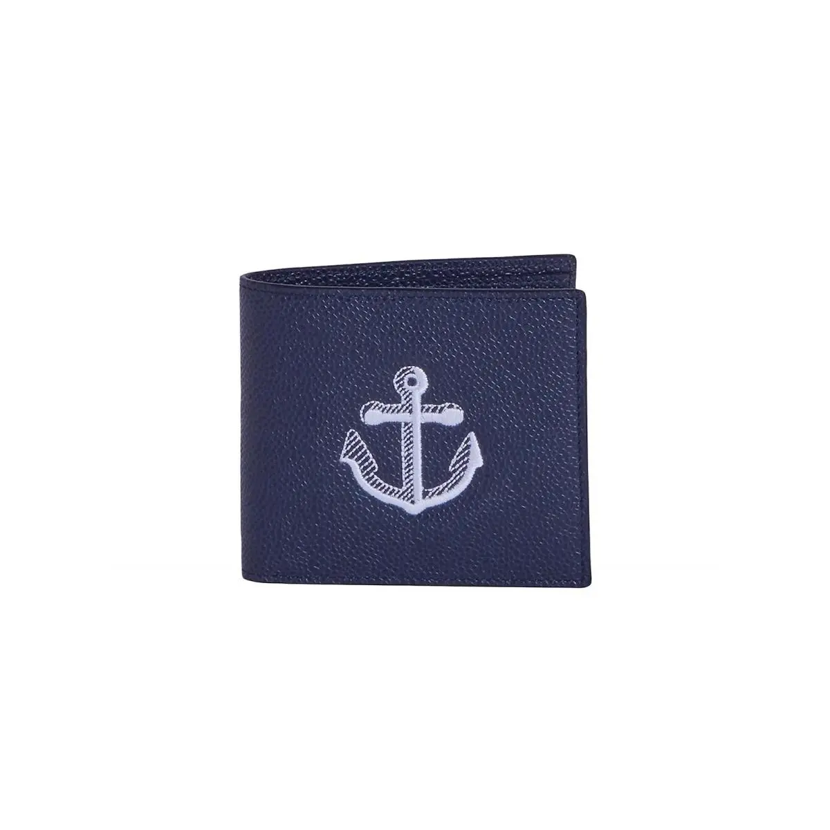 Thom Browne Billfold W/ Embroidered Anchor Blue Leather Wallet