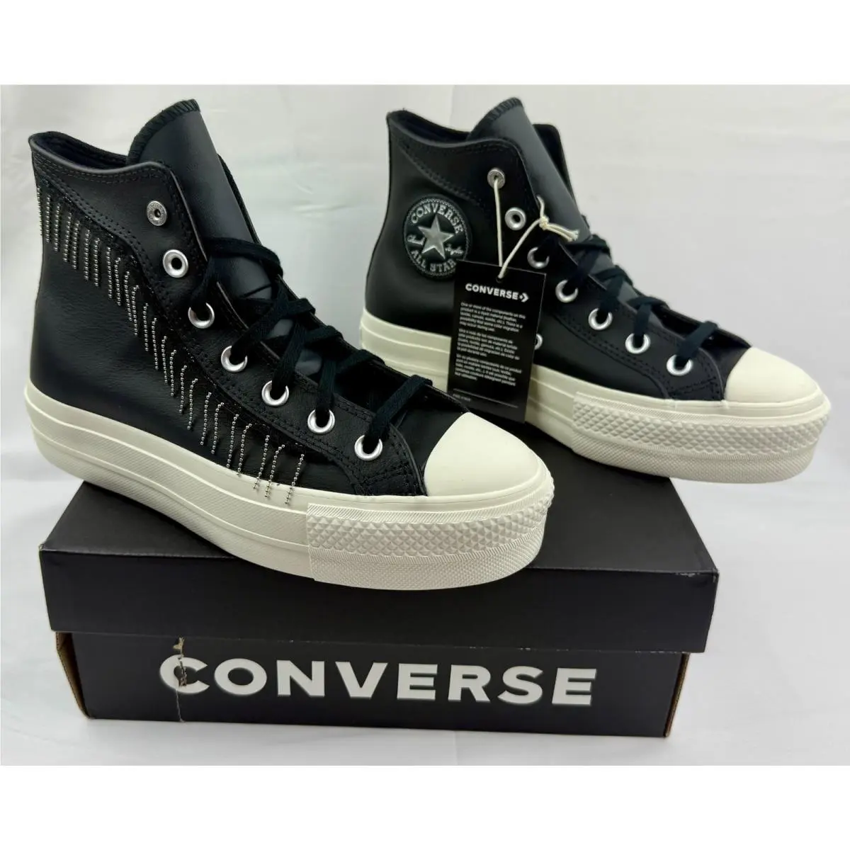 Converse Ctas Platform Western Chain Black Shoes A15473C Womens Sz