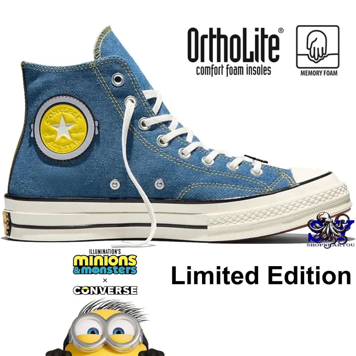 Converse Chuck 70 Hi Minions Blue Denim A21402C Men`s Size 3-13 Limited Edition