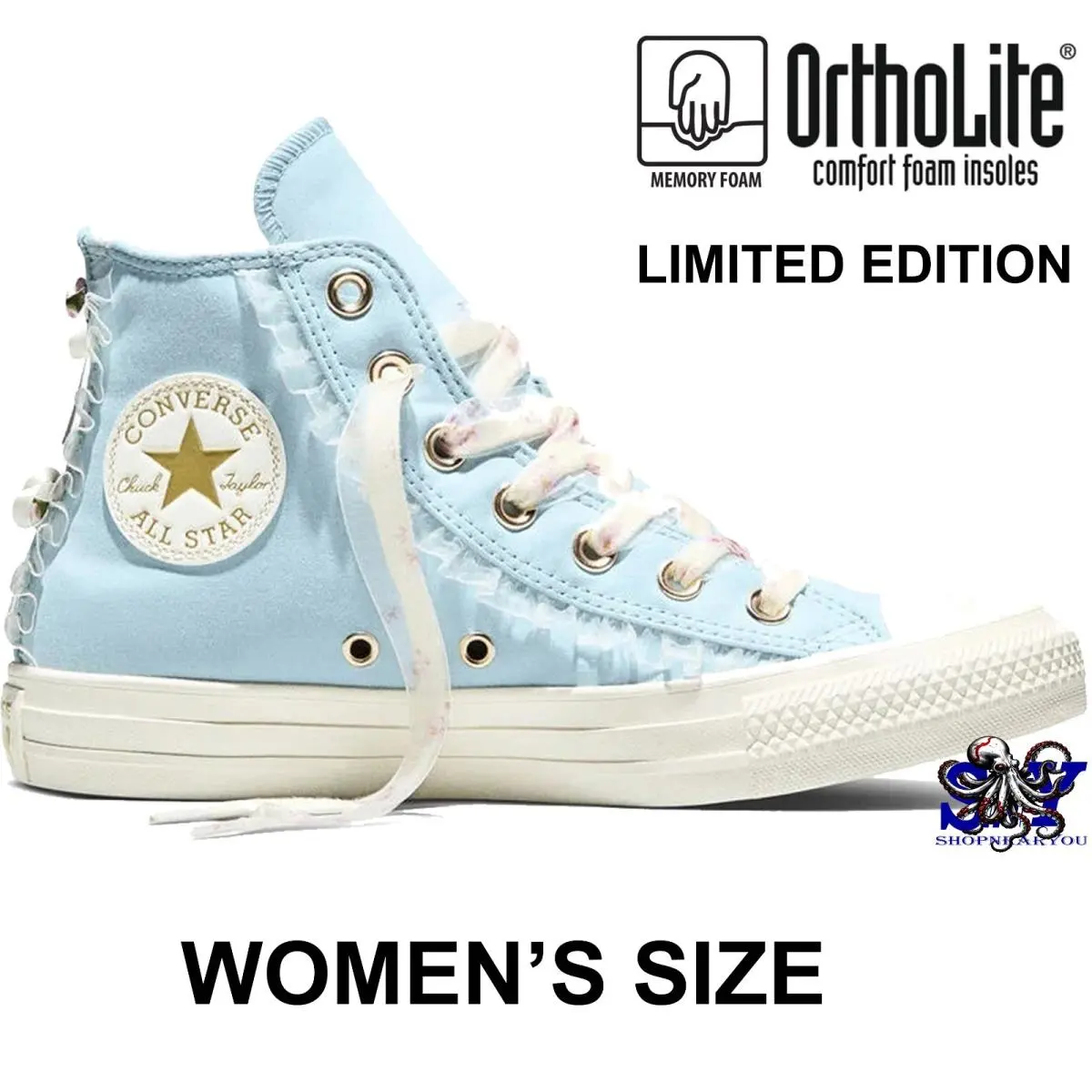 Converse Chuck Taylor All Star Floral Ruffles Womens Shoes High Top Blue White