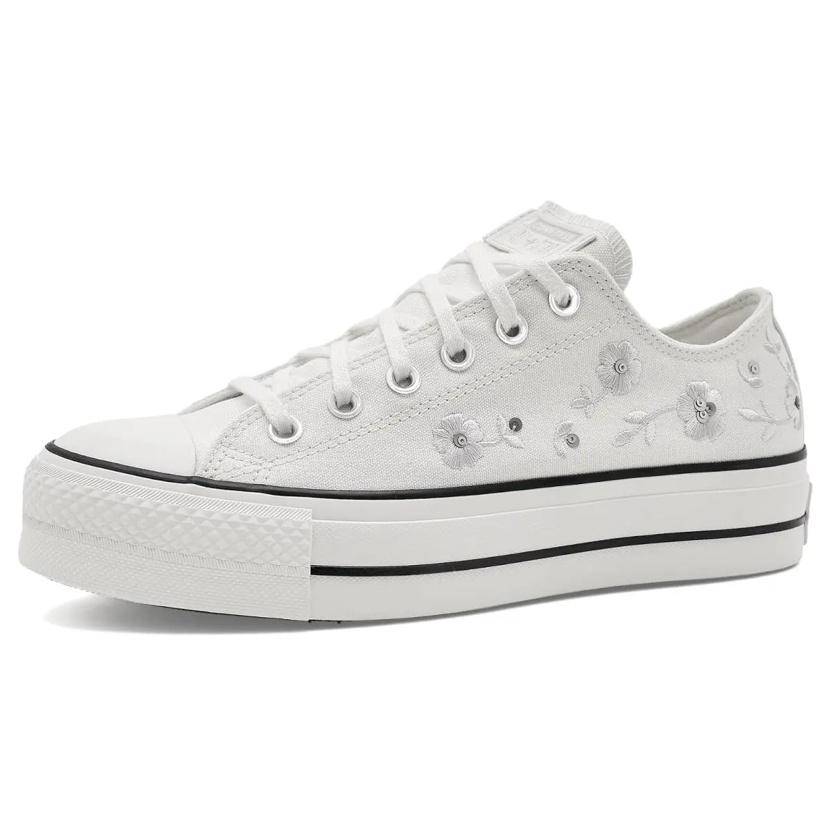 Converse Chuck Taylor All Star Lift Platform Sequin Flowers Low Top Sneakers