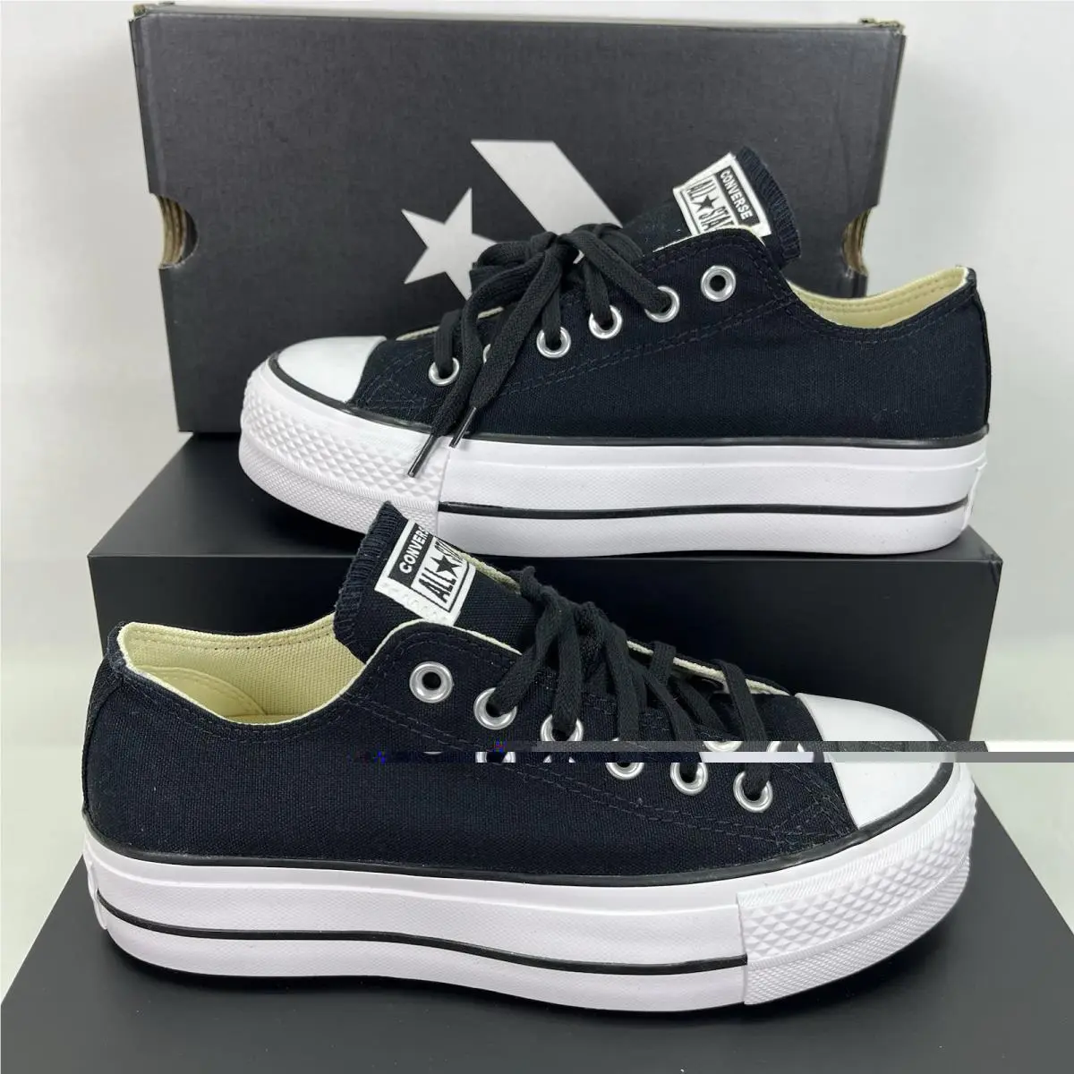 Converse Women`s Black Chuck Taylor All Star Platform Ox Low Top Sneaker Sz 7