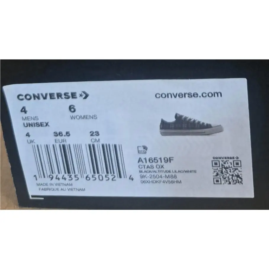 Converse shoes - Converse All Star Chucks - All Star Chucks - A16519F - Black/Altitude Lilac/White (UPC: 194435650524) 6