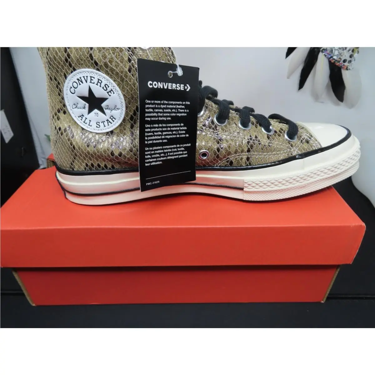 Stussy x Converse Chuck 70 High Snakeskin Size 7 Mens 9 Womens