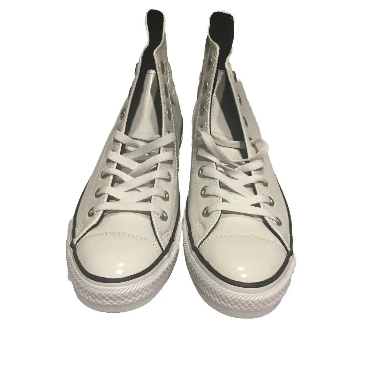Converse Chuck Taylors HI Tops White Patent Leather Sneakers Men 10.5 Box Broken