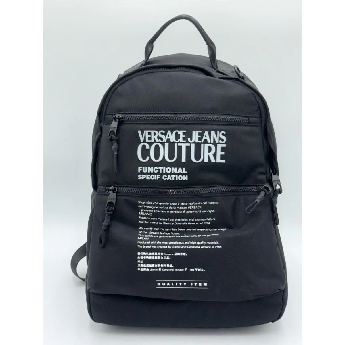 Versace Jeans Couture Black Backpack Travel School Bag Luxury