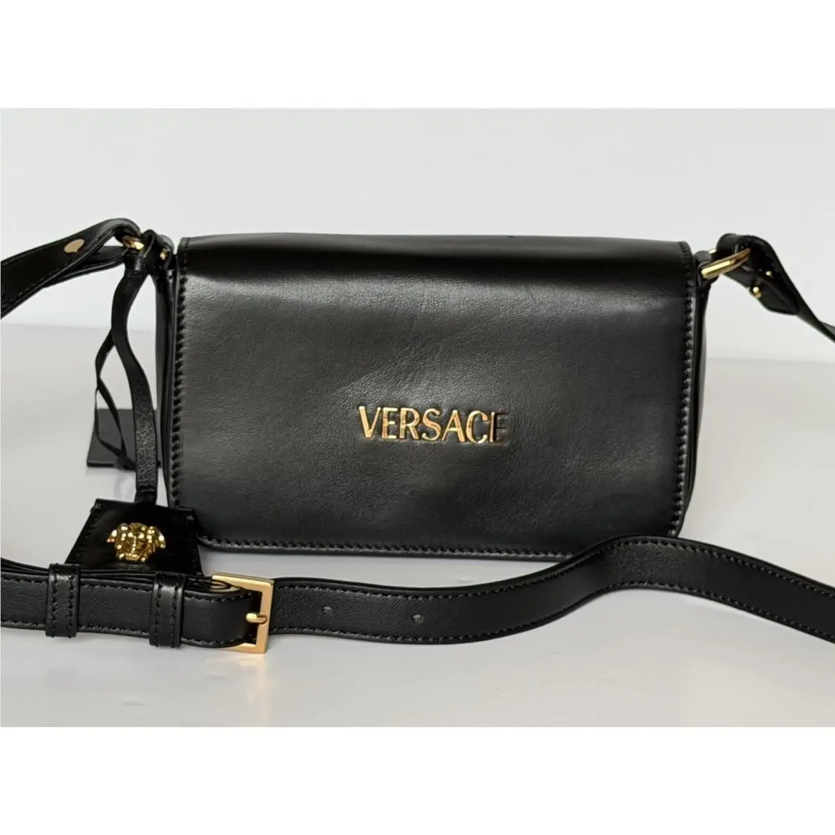 Versace Lamb Leather Black Mini Shoulder Bag 1018747 Italy