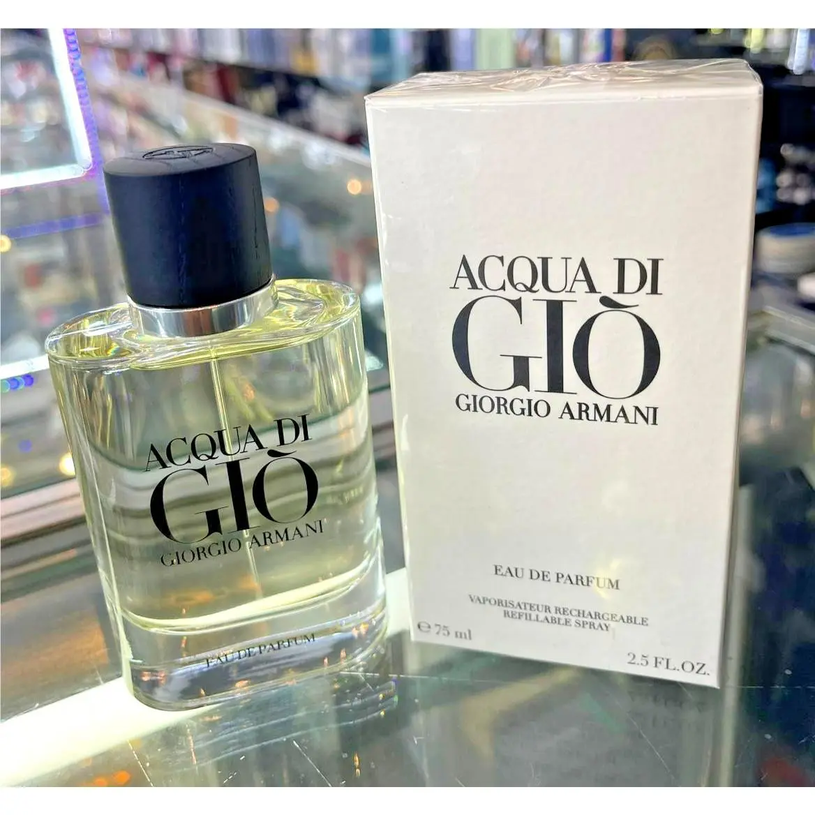 Acqua Di Gio Eau de Parfum Men Edp Giorgio Armani 2.5oz 75 ml Refillable Box