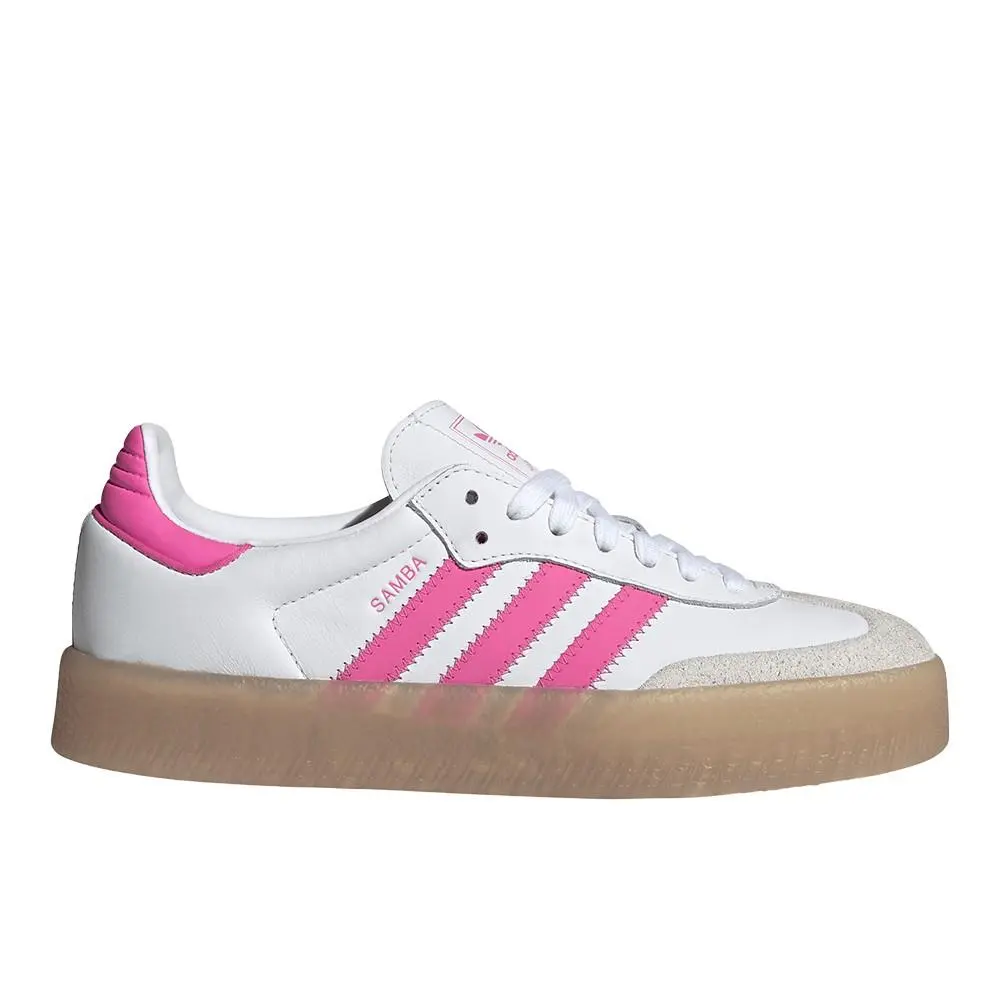 Adidas Sambae Lace Up Womens Pink White Sneakers Casual Shoes JS3940