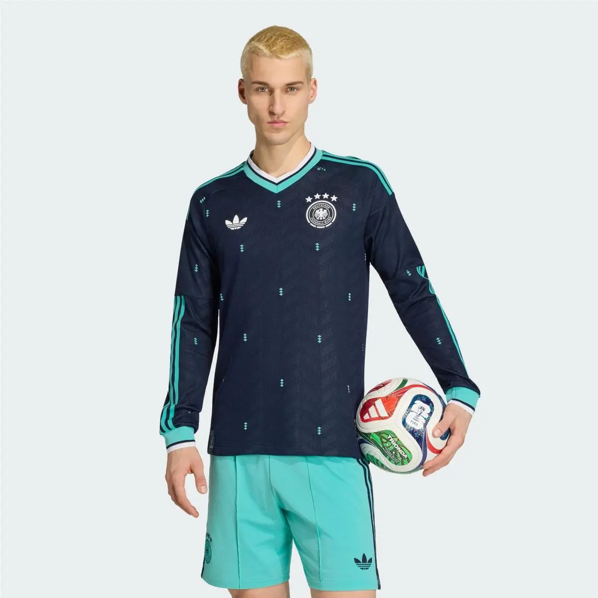 Men Germany 26 Away Long Sleeve Jersey by Adidas