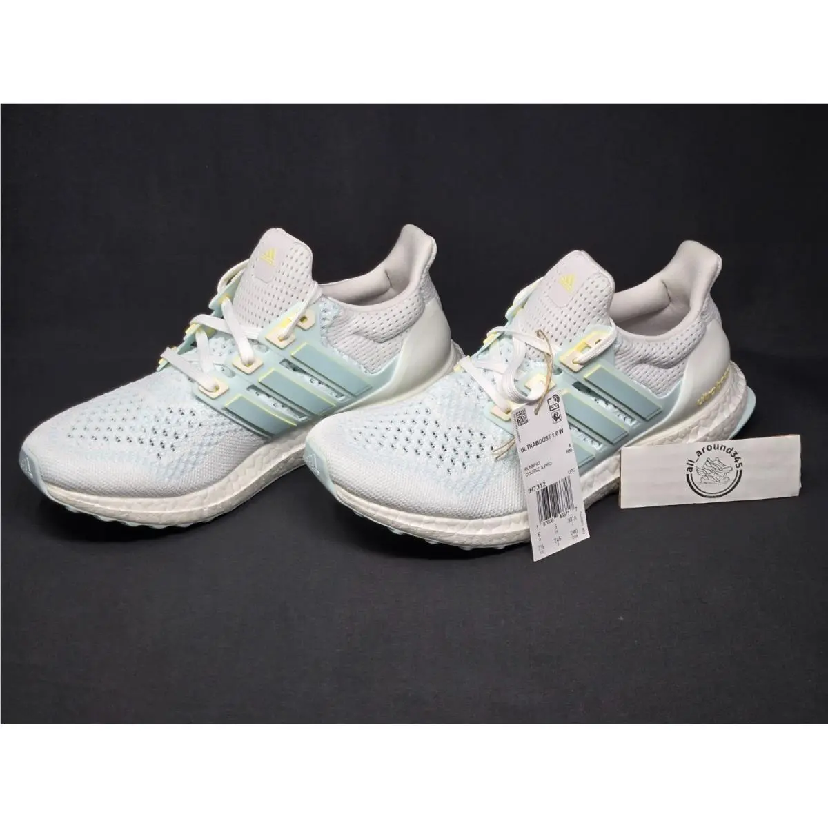 Adidas Ultraboost 1.0 Women Size 7.5 White Yellow Blue Running Shoes IH7312 Nby