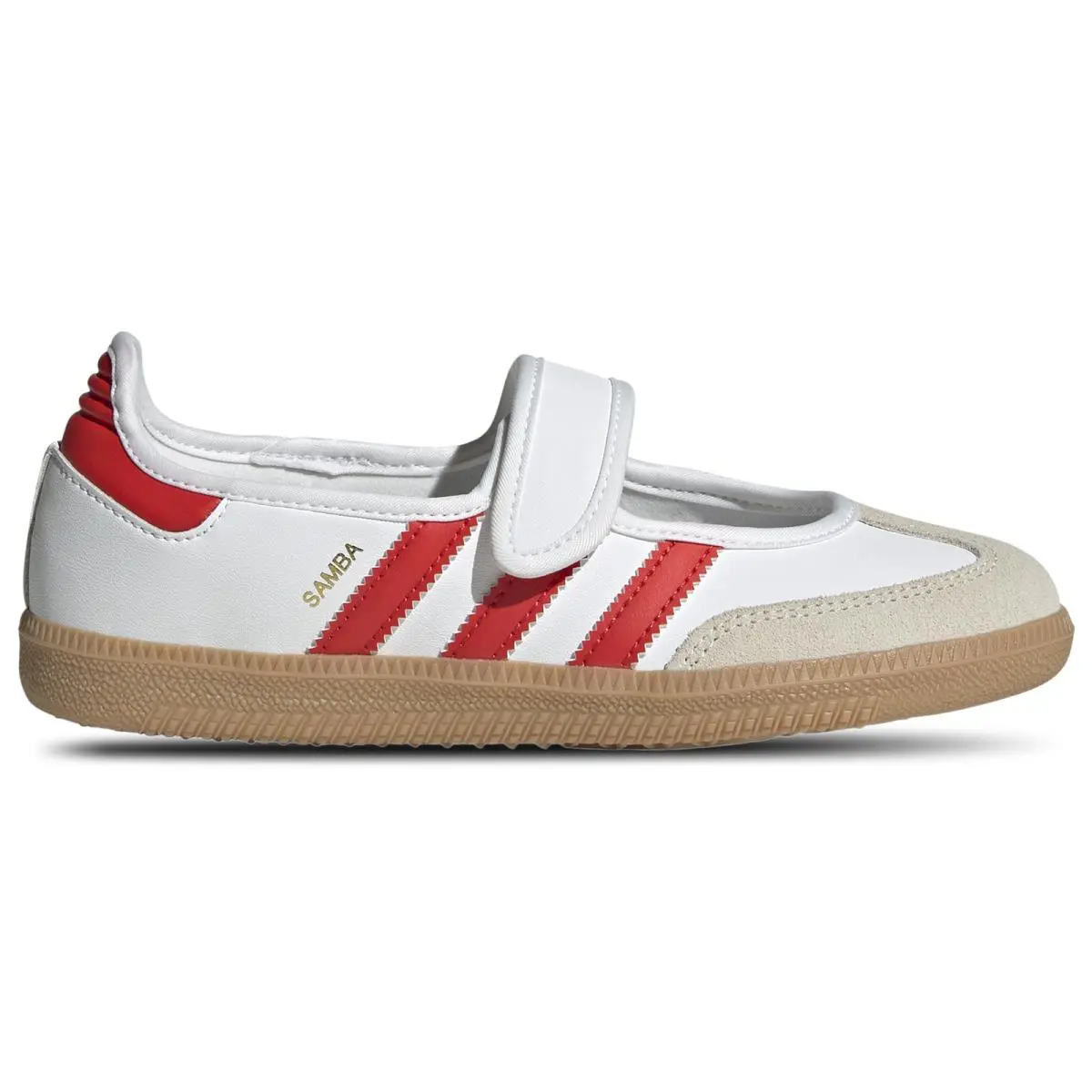JR7435 Youth Adidas Originals Samba Jane `white Red Gum` - Cloud White/Red/Gum