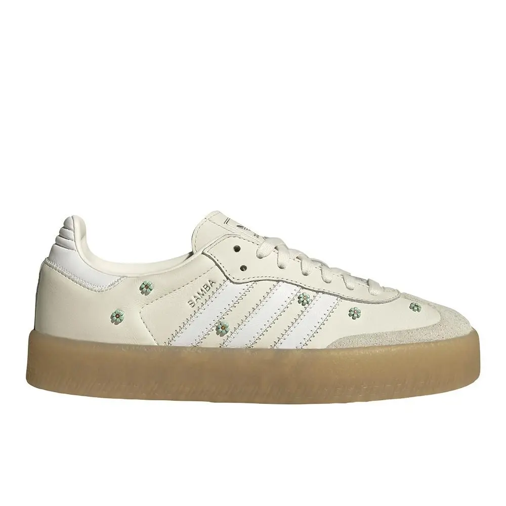 Adidas Sambae Lace Up Womens Off White Sneakers Casual Shoes JS3953