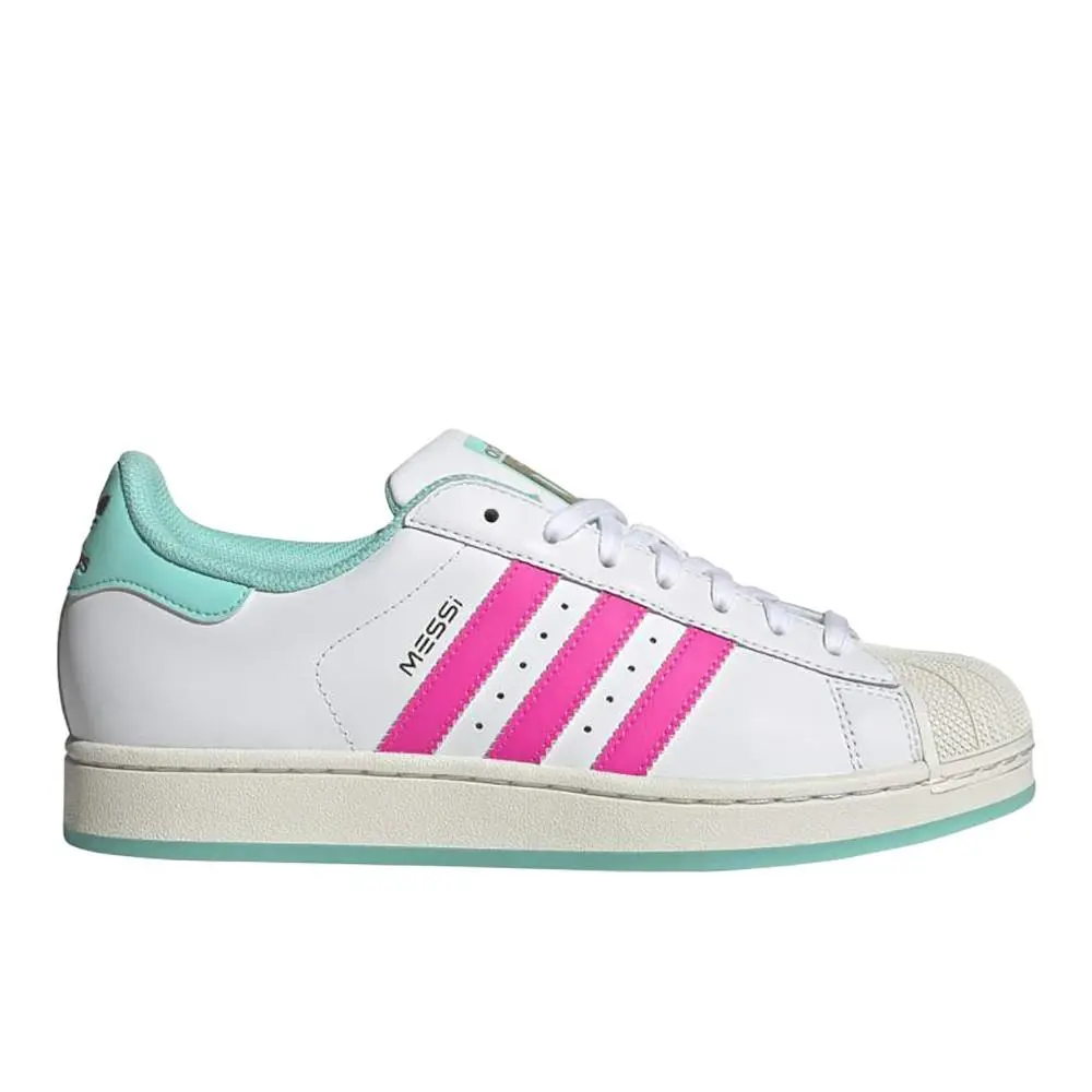 Adidas Superstar Messi Lace Up Mens Pink White Sneakers Casual Shoes JR1979