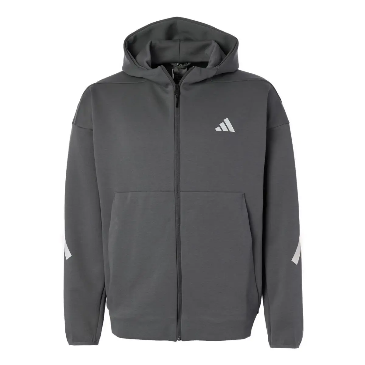 Mens S-4XL Z.n.e Full-zip Hooded Sweatshirt Double-knit Hoodie Jacket Team Grey Four by Adidas