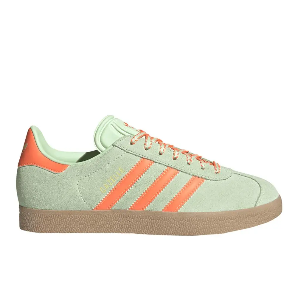 Adidas Gazelle Lace Up Womens Green Orange Sneakers Casual Shoes JH7212