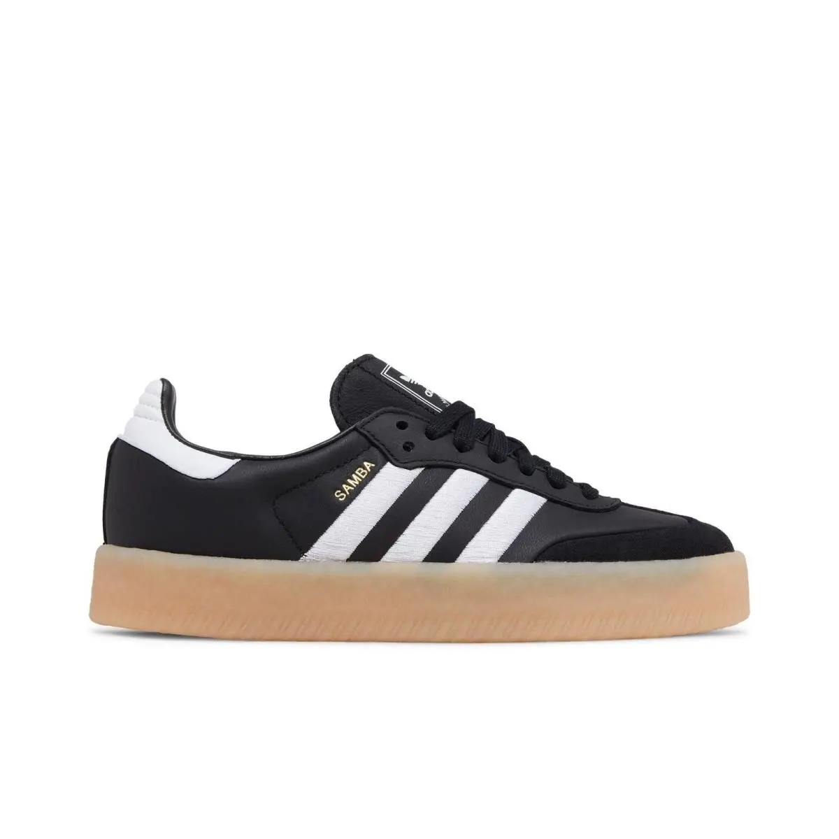 ID0436 Womens Adidas Originals Sambae `black White Gum` - Core Black/Core Black/Cloud White
