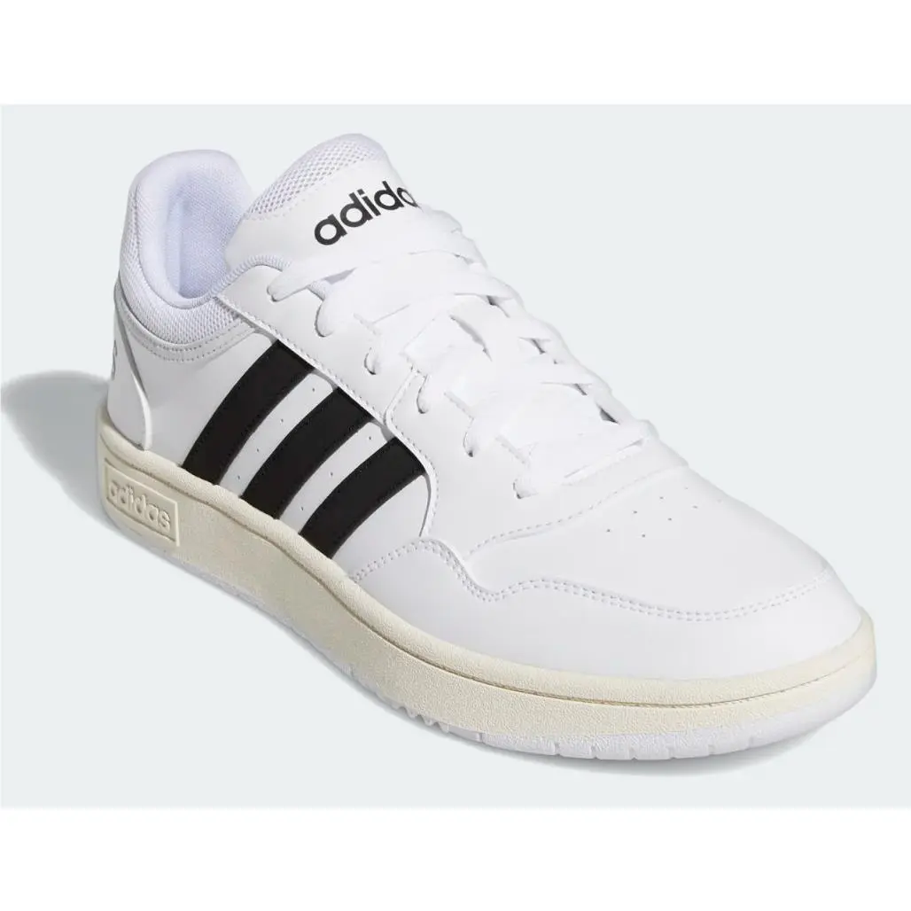 Adidas Men`s White Hoops 3.0 Low Classic Vintage Sneakers GY5434