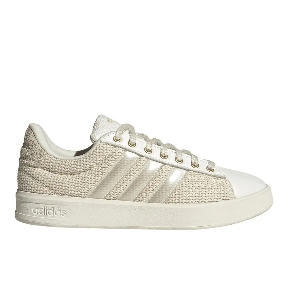 Adidas Grand Court 3.0 Lace Up Womens Off White Sneakers Casual Shoes KI3374