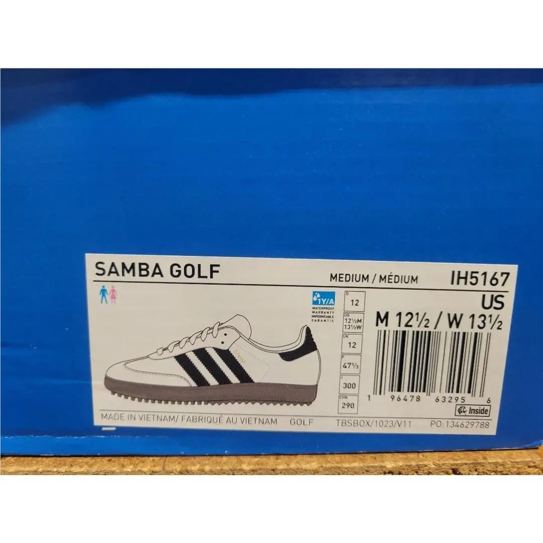 Adidas shoes - Adidas Samba Spikeless Golf Men Shoes - IH5167 - White Black Gum Gold 4