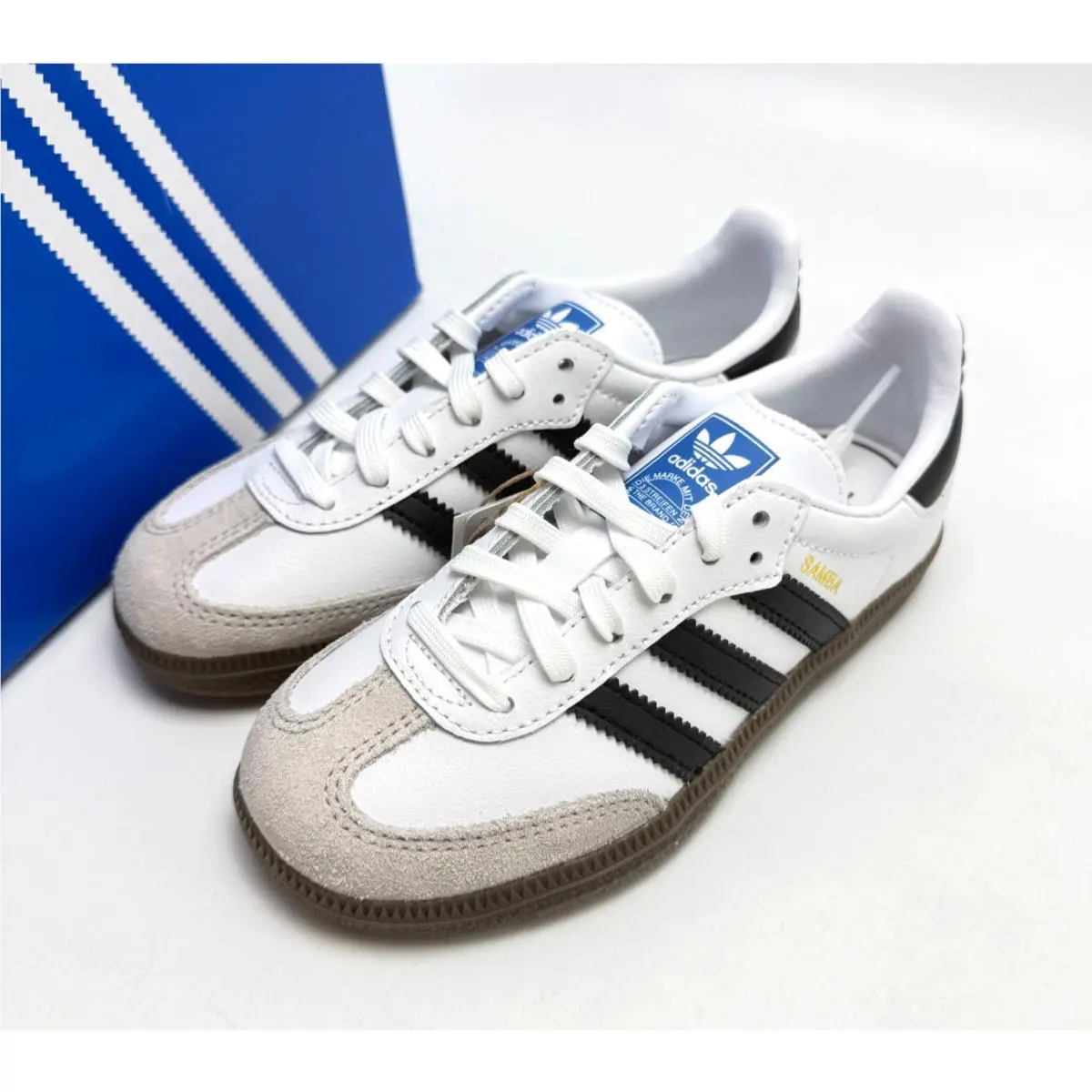Adidas Samba OG C Cloud White Core Black Gum PS IE3677 Kids sz 11K