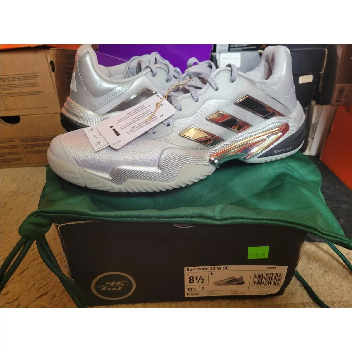 Womens Adidas Barricade 13 SE Tennis Silver Metallic Dash Grey Pickleball JR4223
