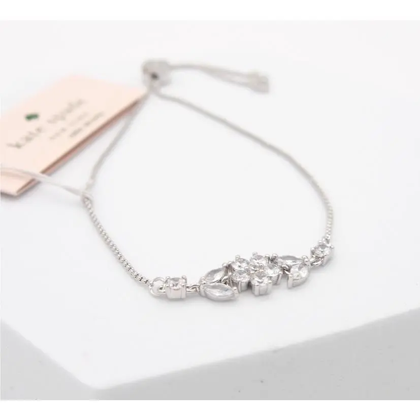 York Gleaming Gardenia Silver Gem Flower Slider Bracelet by Kate Spade