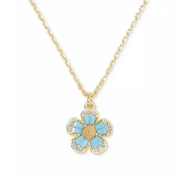 Gold-tone Stone Fleurette Pendant Necklace in Turquoise by Kate Spade