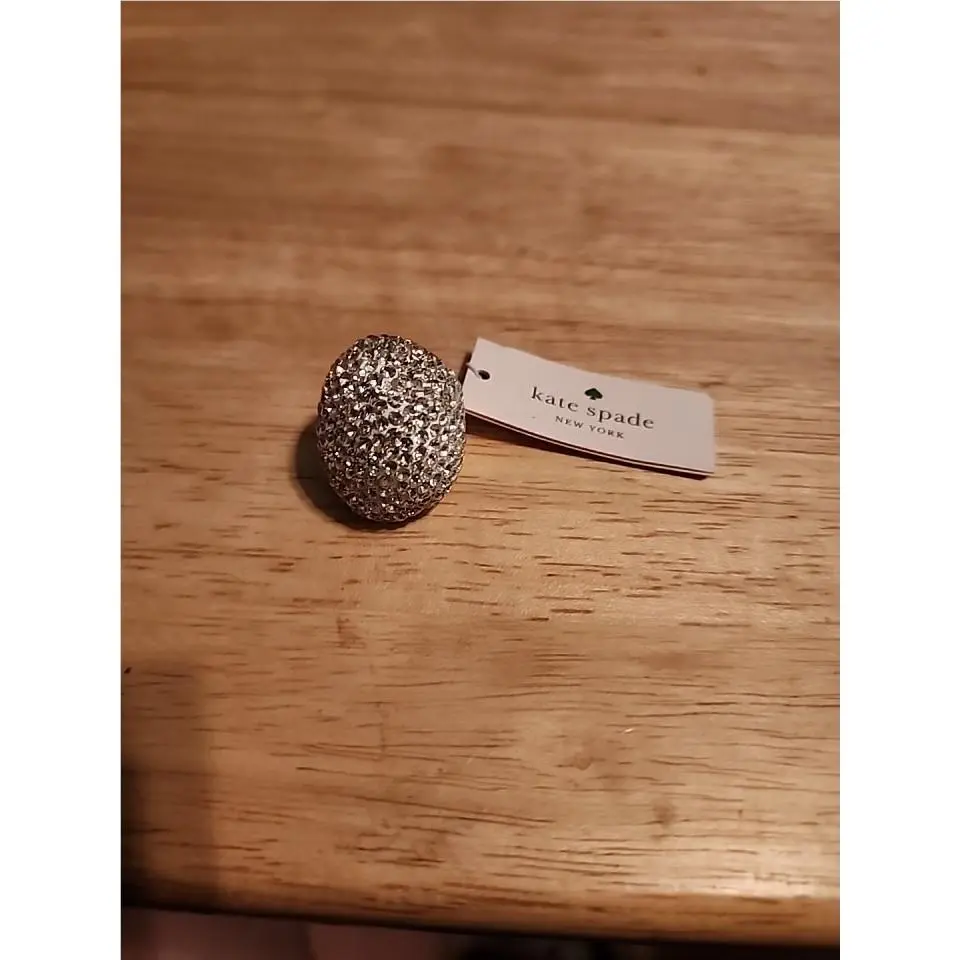 Kate Spade New York Mood Ring Dome Cocktail Clear Crystal Size 7 Gold Color