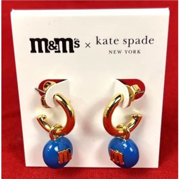 M M`s Blue Charm Huggies Cuff Earrings Gold Tone Candy by Kate Spade