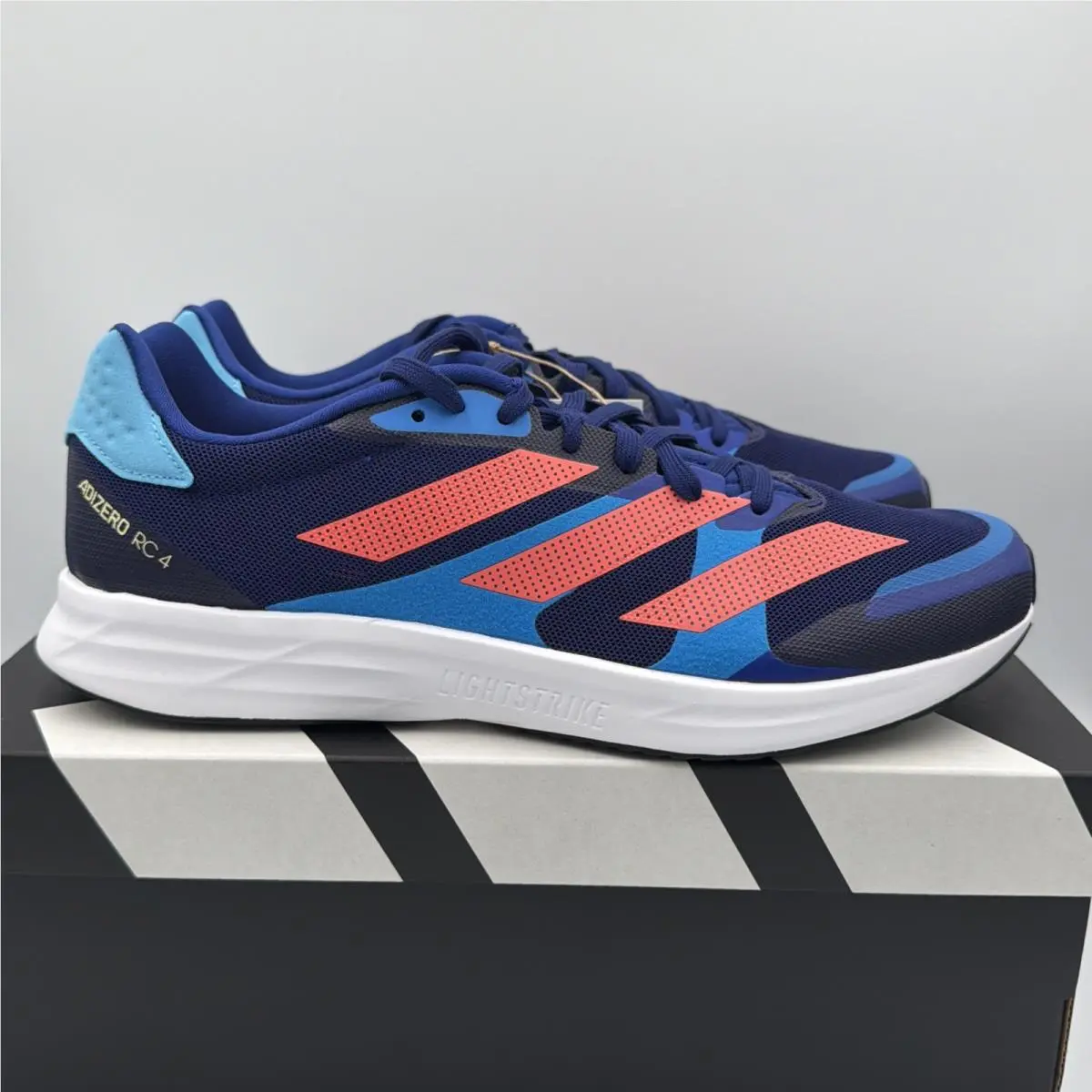 Adidas Adizero RC 4 Blue Red White Lace up Running Sneakers GZ0181 Men`s Size 10