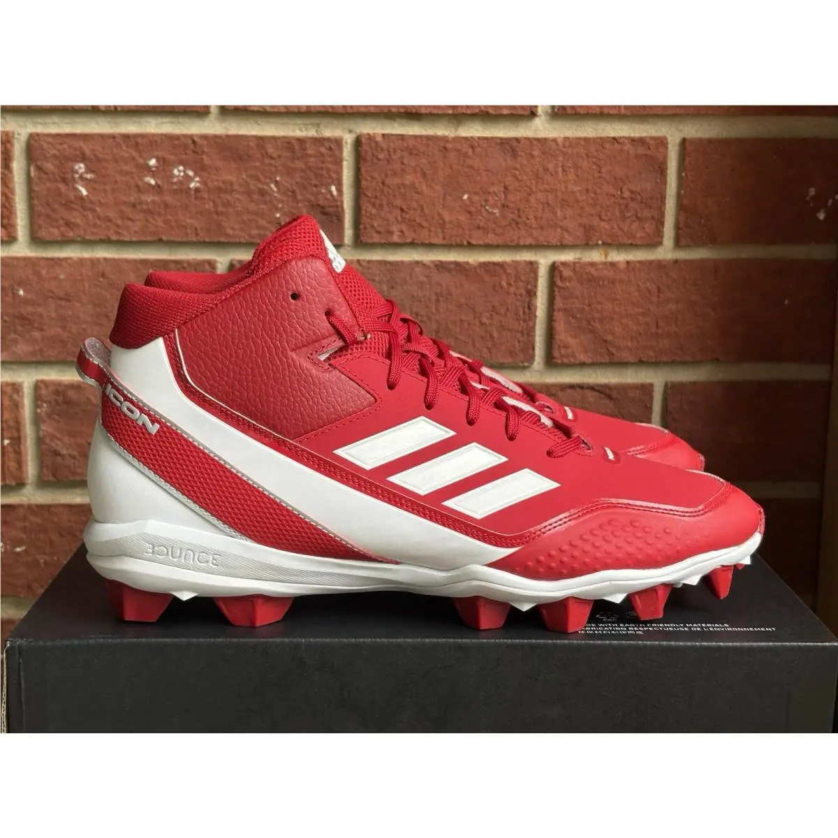 Adidas Icon 7 Mid Red White Size 10.5 Mens Molded Baseball Cleats
