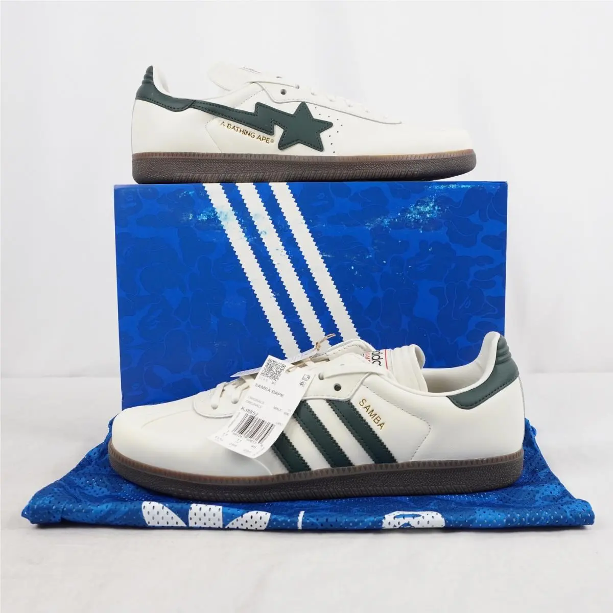 Adidas X Bape Samba Low-top Sneakers In White/green KJ8852 - Men`s Size 11.5