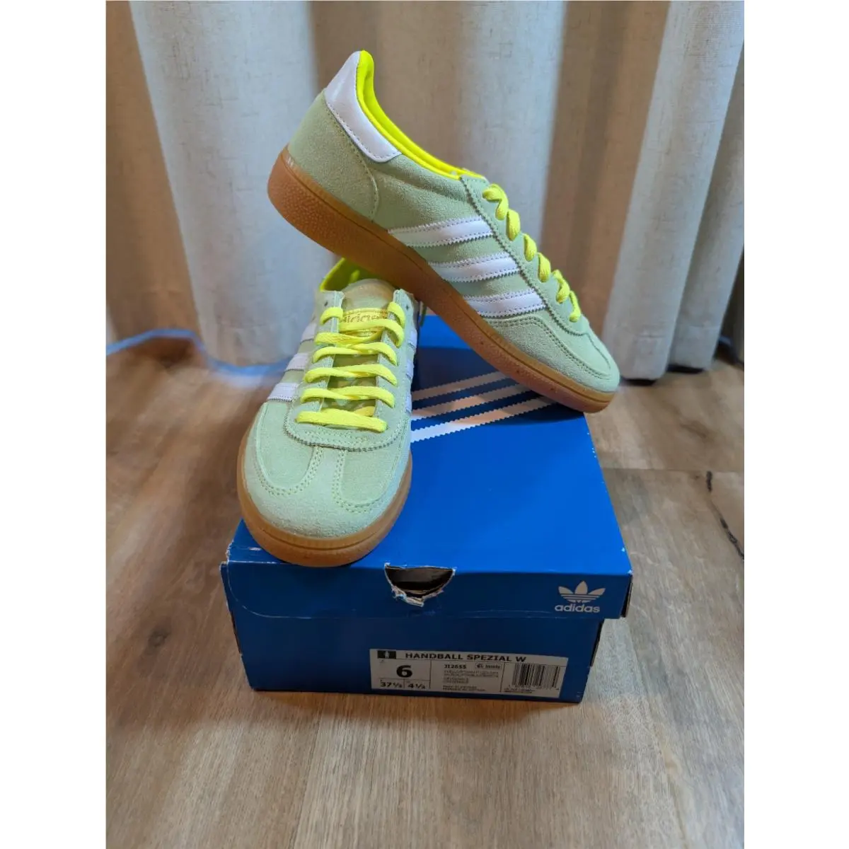 Adidas Handball Spezial Lace Up Sneakers Womens Green Yellow JI2655