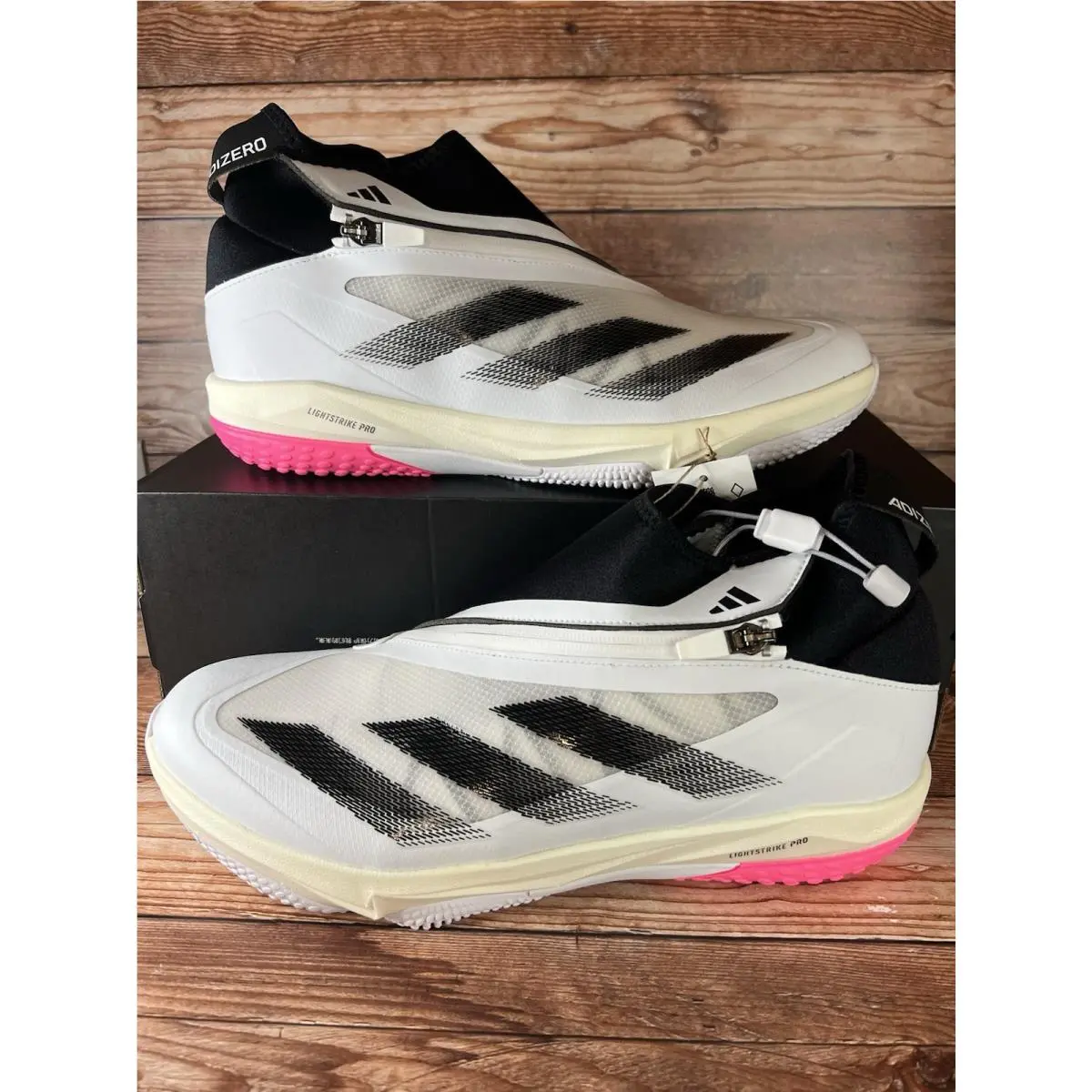 Adidas Baseball Shoes Mens 10 White Adizero Impact+ Turf Sneakers Zip Up IF8498