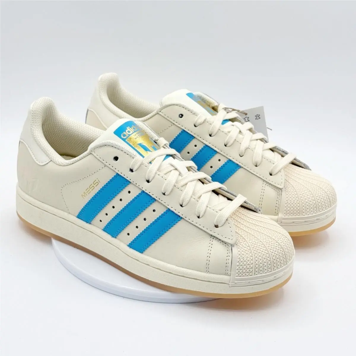 Adidas Superstar Messi Size 8 Mens Cream White/semi-burst Blue JQ2156