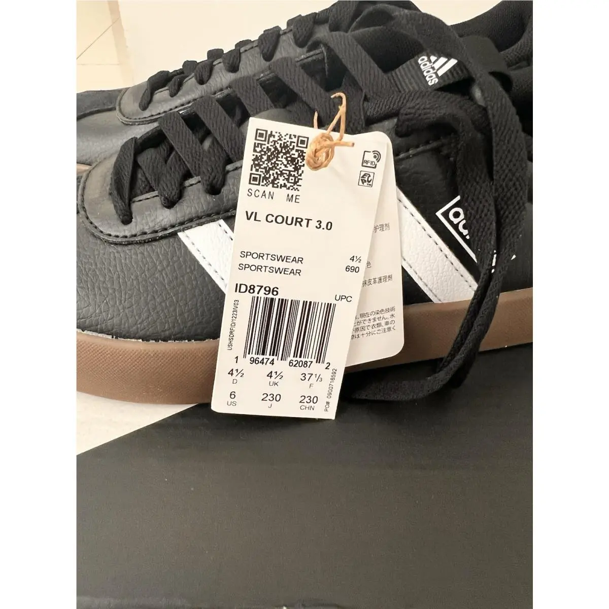 Adidas shoes - adidas Vl Court - Court - ID8796 - Black, Manufacturer: Core Black/Cloud White/Gum 3