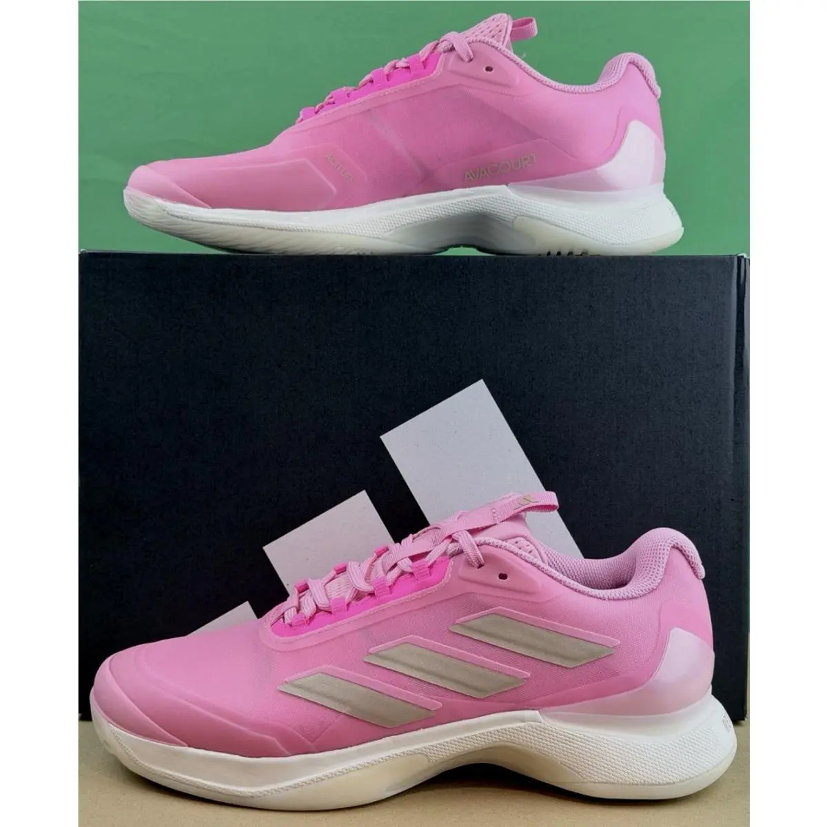 Adidas Avacourt 2 Womens Lightweight Tennis Shoes Pink/white Size 8 W Box